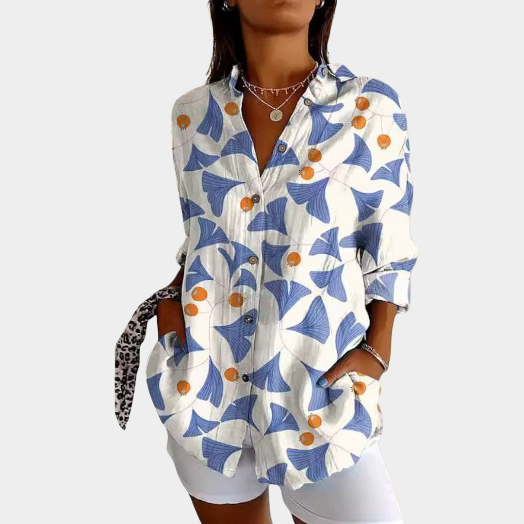 Janinka - Wygodna bluzka z owocowym nadrukiem dla kobiet