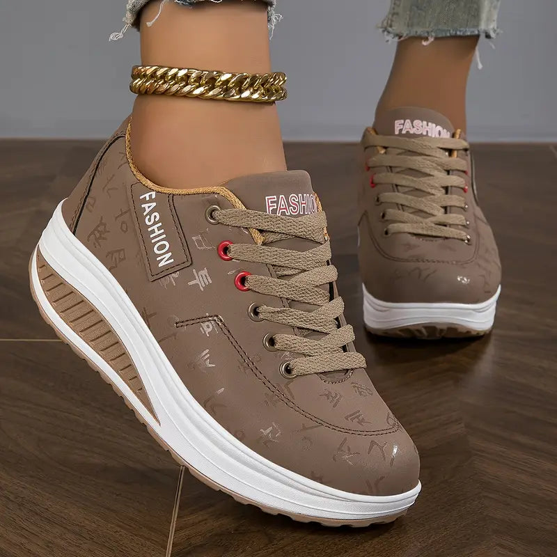 Ostatni Dzień Promocji 50% ZNIŻKI - Kobiece Casualowe Modne Oddychające Sneakersy na Wysokim Obcasie Ortopedyczne