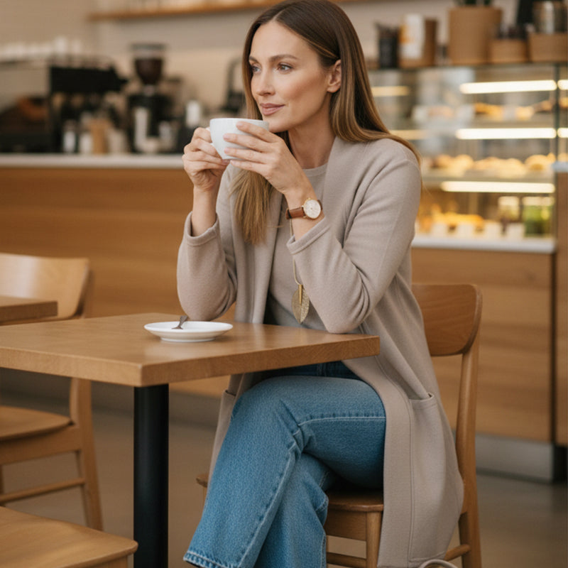 💥Offerta speciale: 50% di sconto-Elegante cardigan lungo, top e pantaloni, set di 3 pezzi