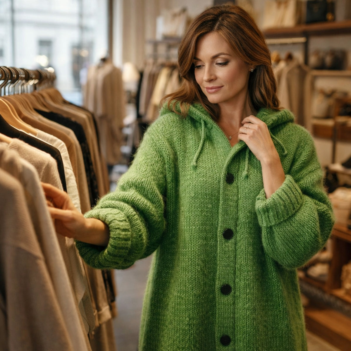 Zapięcie na guziki dzianinowy sweter