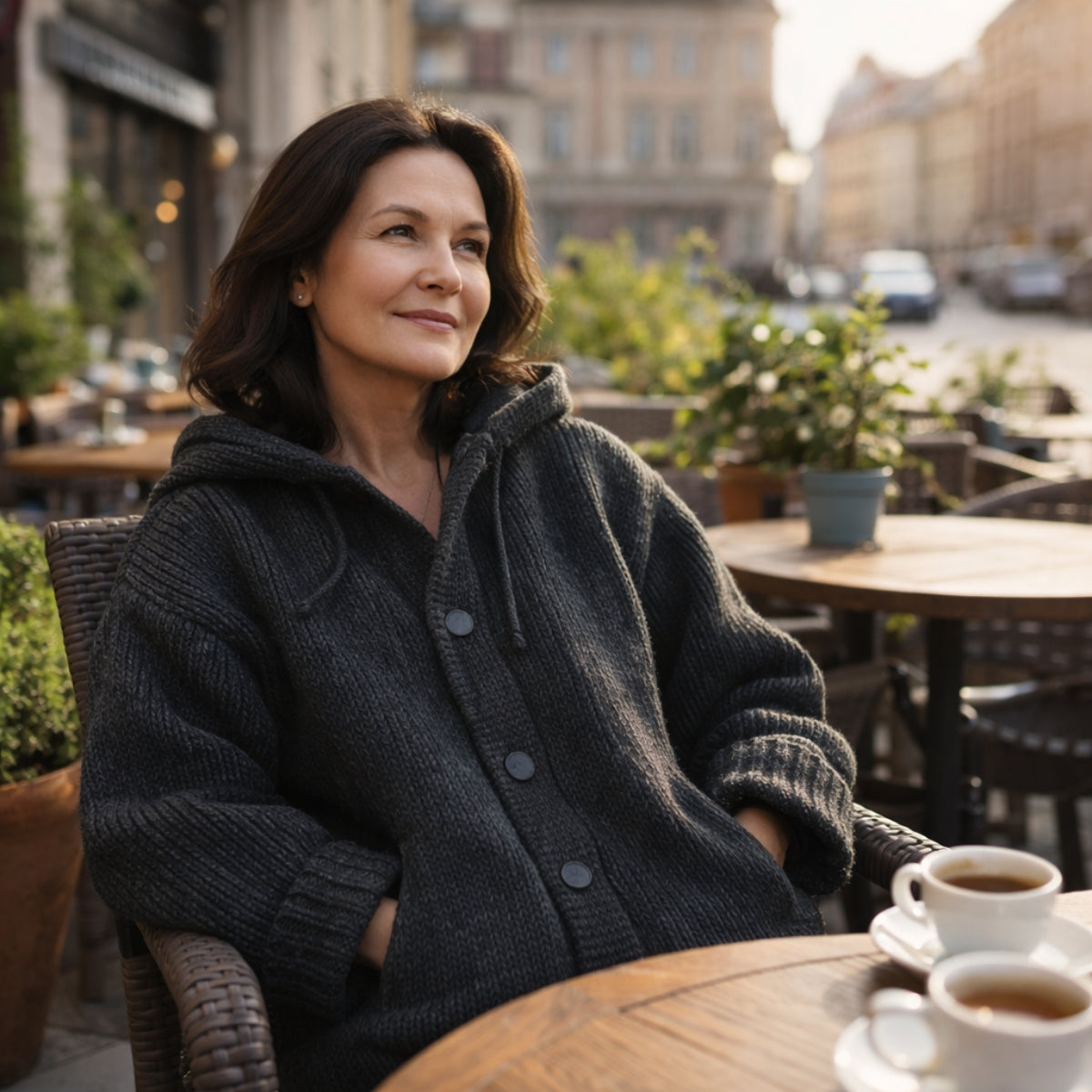 Zapięcie na guziki dzianinowy sweter