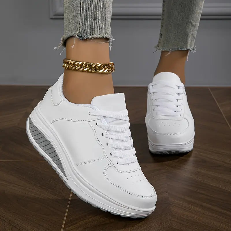 Ostatni Dzień Promocji 50% ZNIŻKI - Kobiece Casualowe Modne Oddychające Sneakersy na Wysokim Obcasie Ortopedyczne