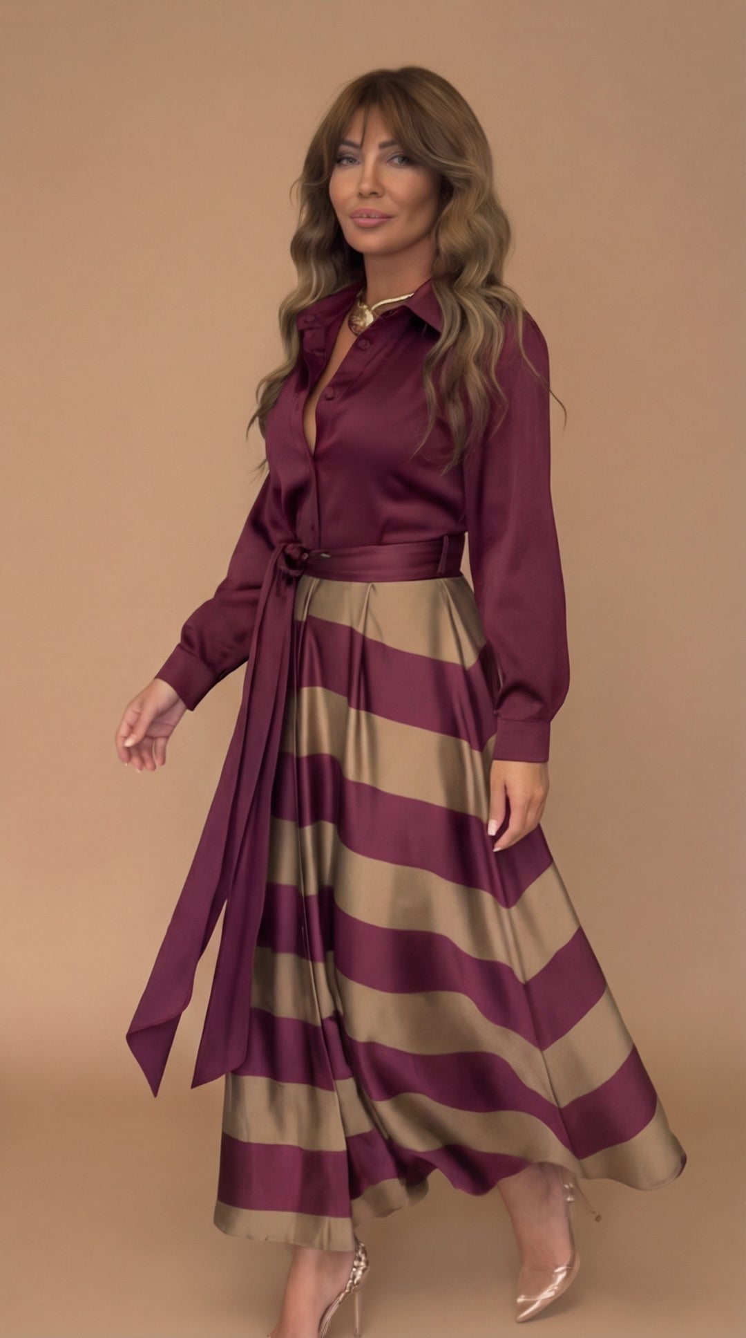 Mila | Sukienka Elegancka Paski