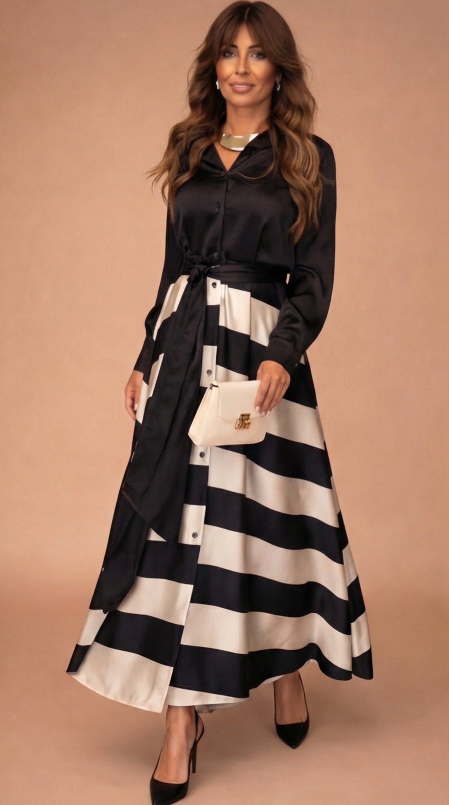 Mila | Sukienka Elegancka Paski