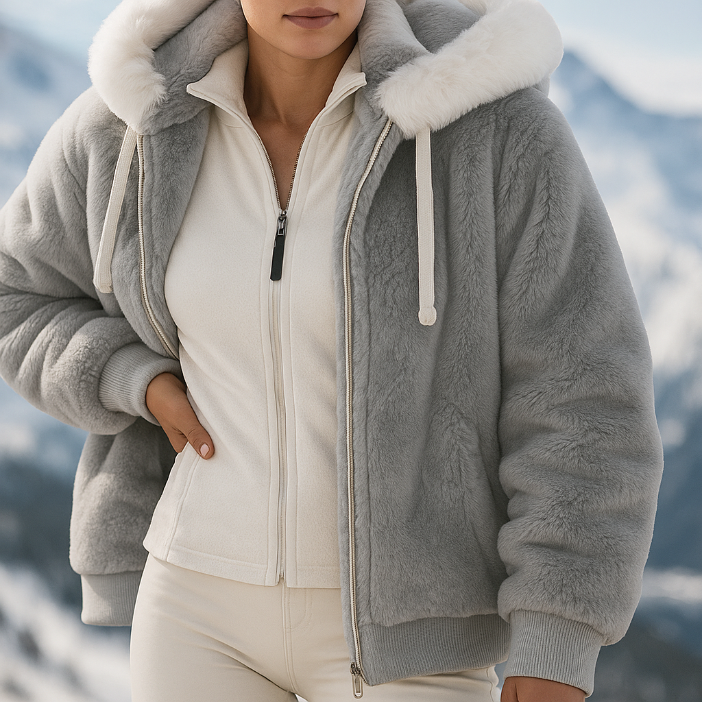 Kurtka polarowa z kapturem i wełnianą podszewką