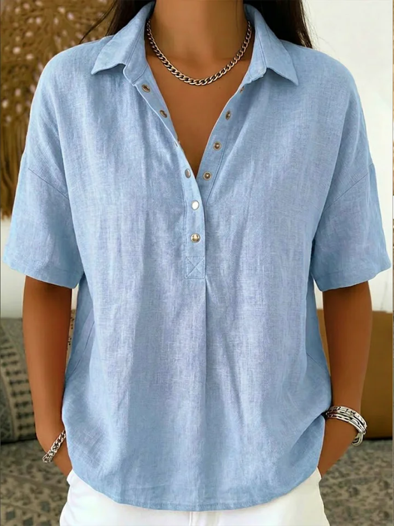 Bluzka z kołnierzykiem i detalem guzikowym (TYMCZASOWA PROMOCJA 1+1 GRATIS!)