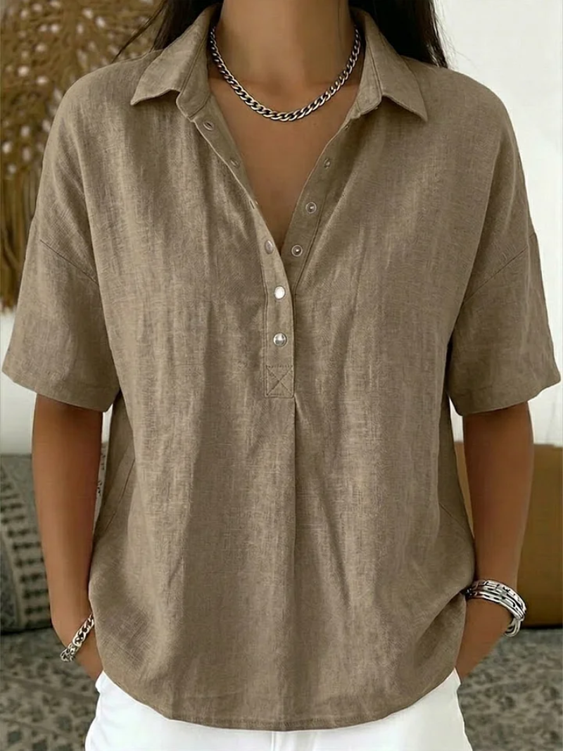 Bluzka z kołnierzykiem i detalem guzikowym (TYMCZASOWA PROMOCJA 1+1 GRATIS!)