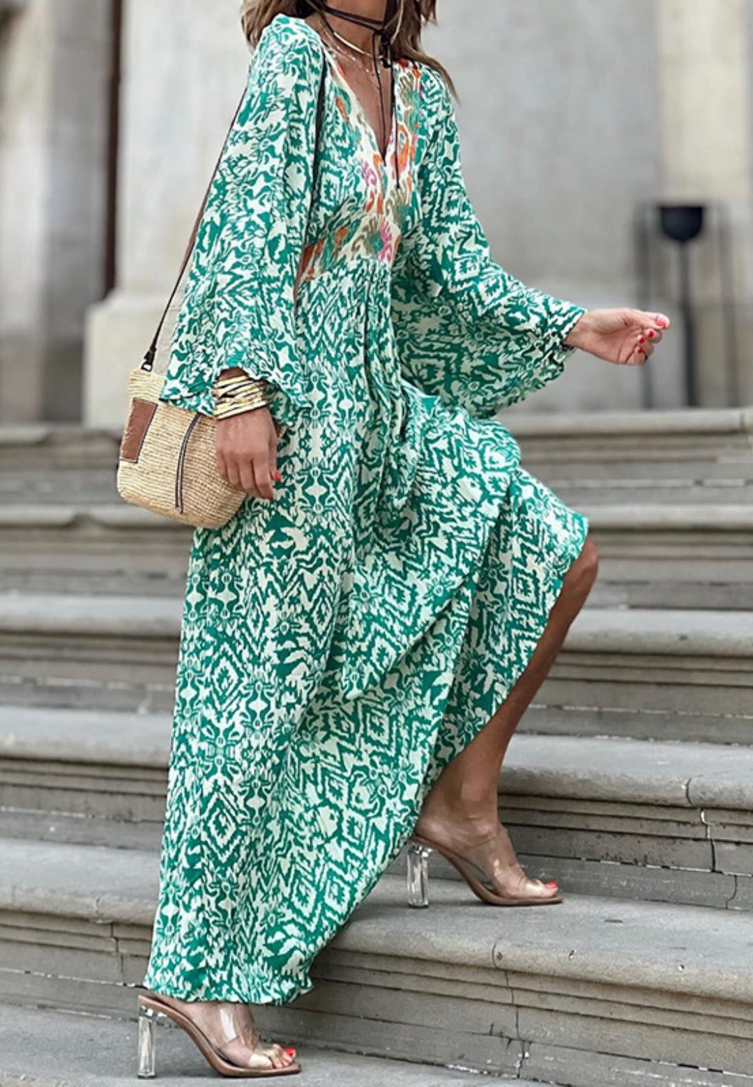 Laura - Abstrakcyjna Sukienka Maxi na Wesele dla Kobiet