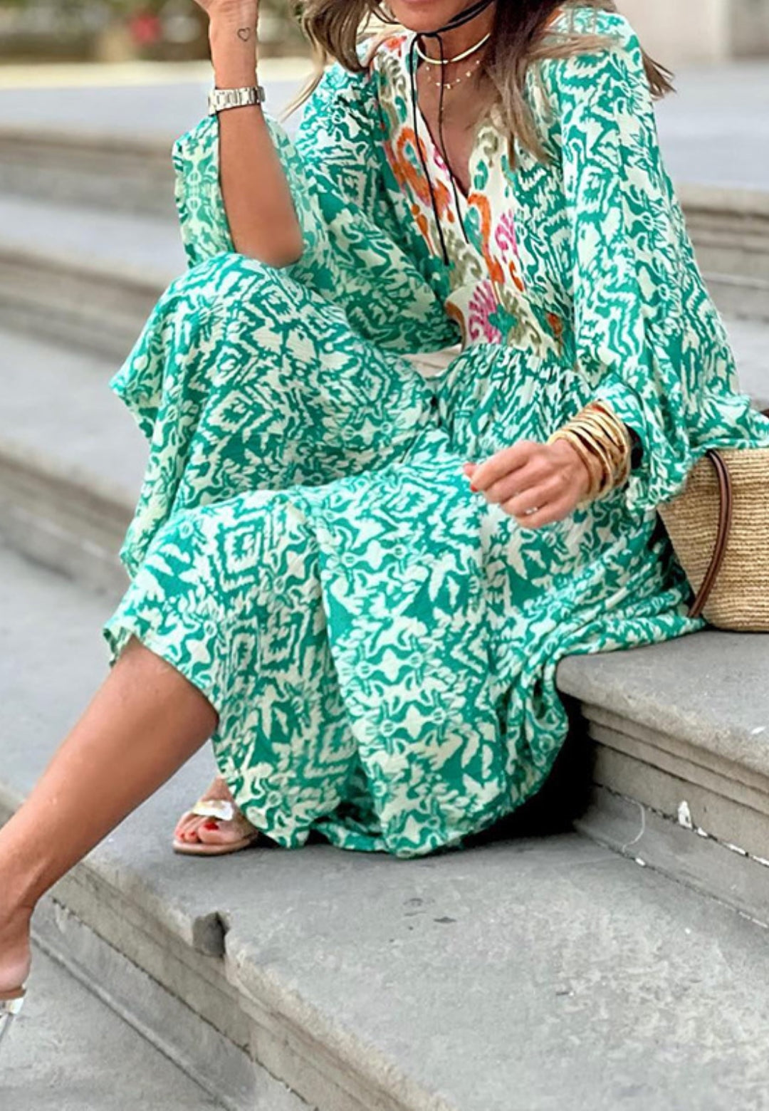 Laura - Abstrakcyjna Sukienka Maxi na Wesele dla Kobiet