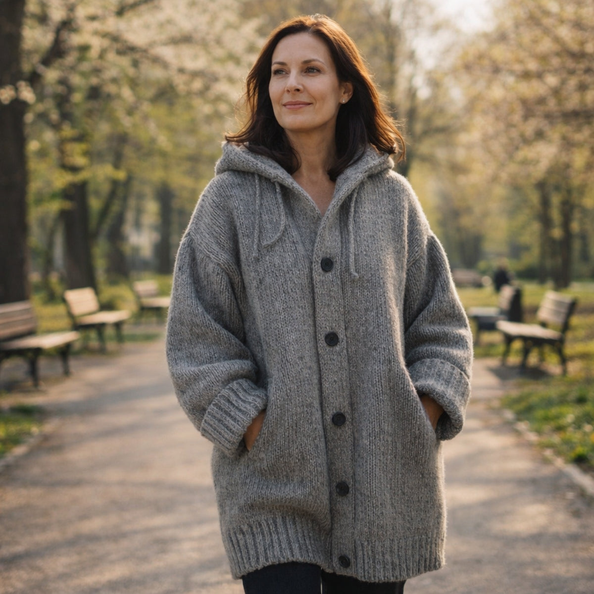 Zapięcie na guziki dzianinowy sweter