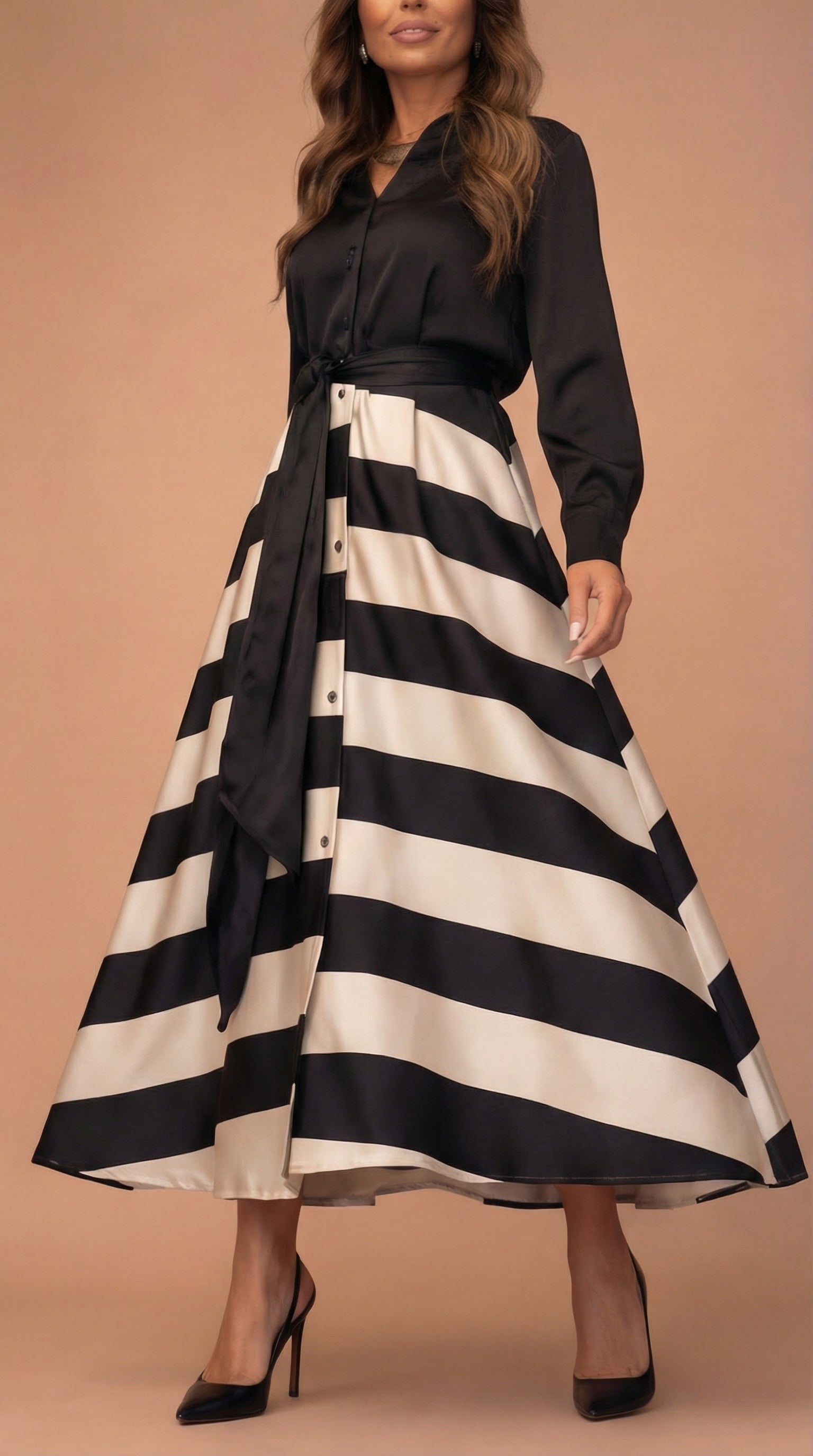 Mila | Sukienka Elegancka Paski